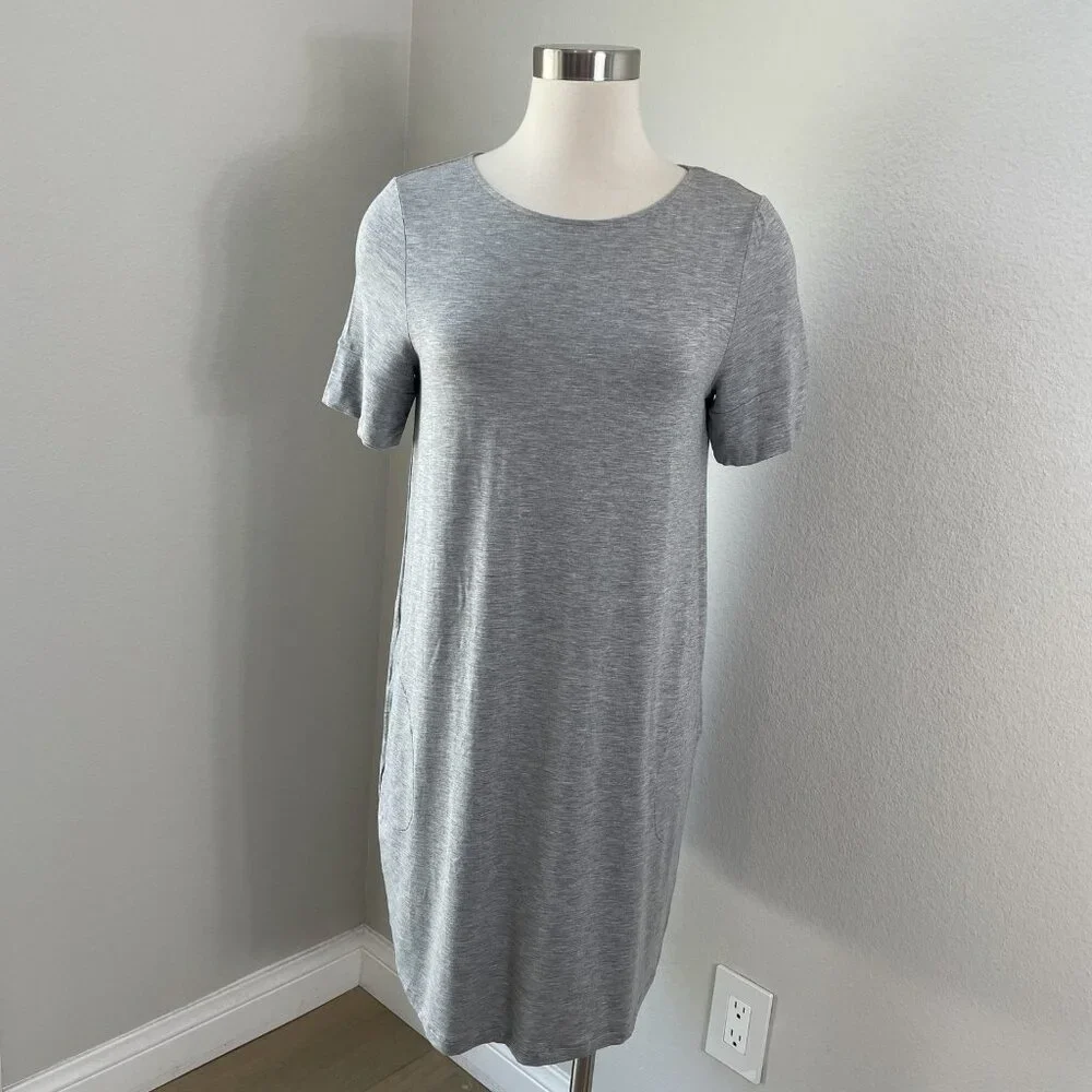 Hanro Dress Womens Small Grey Melange Natural Elegance Pockets Viscose‎ Stretch